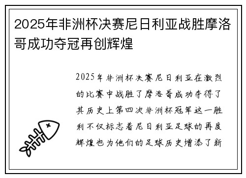 2025年非洲杯决赛尼日利亚战胜摩洛哥成功夺冠再创辉煌